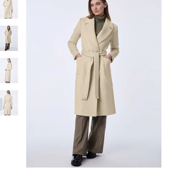 MSRP $250 Bernardo Soho Belted Wool Coat oat milk color Size M - Picture 1 of 5